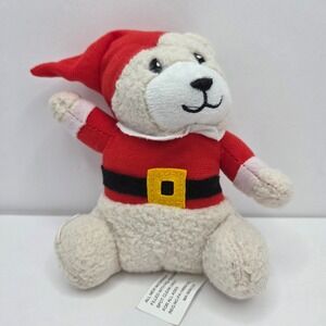 Greenbrier Plush Santa Polar Bear Christmas Stuffed Animal 6" White Red Festive